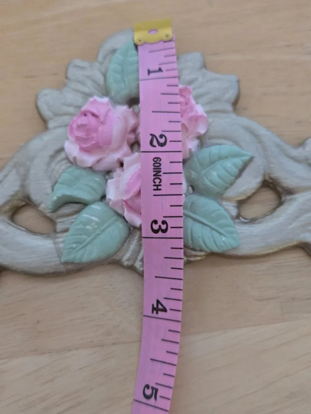 Pink Rose Wall Decor Gold Scrollwork Cottagecore Vintage-Style